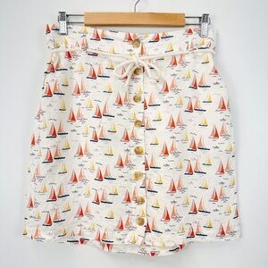 Cynthia Rowley Sailboat Novelty Print 100% Linen Skirt w
Pockets Sz M